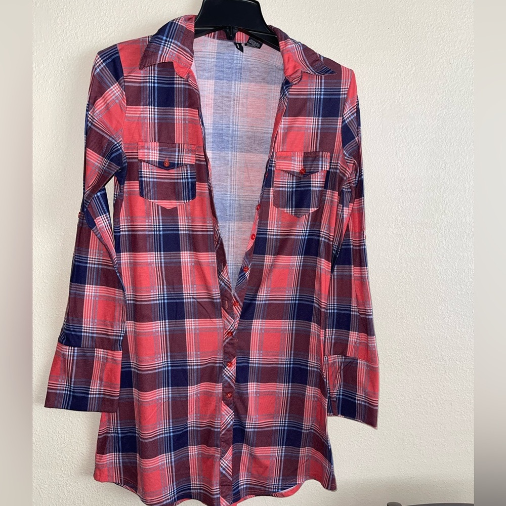 Long plaid shirt